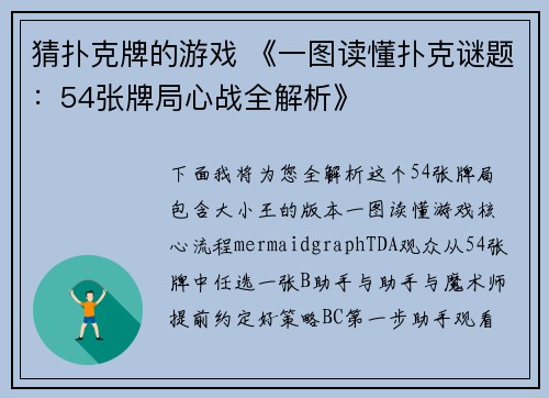 猜扑克牌的游戏 《一图读懂扑克谜题：54张牌局心战全解析》